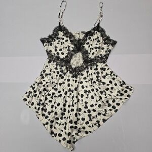 Victoria's Secret Black and Cream Cherry Lace Pajama